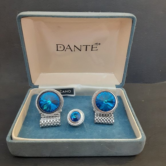 Dante Other - Vintage Dante blue volcano cufflink tie tac set